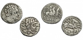 Lote de 2 denarios. Kese. I-2266. CNH-17; Baskunes. I-215. CNH-10. Múltiples marcas (BC) y marcas (MBC), respectivamente.