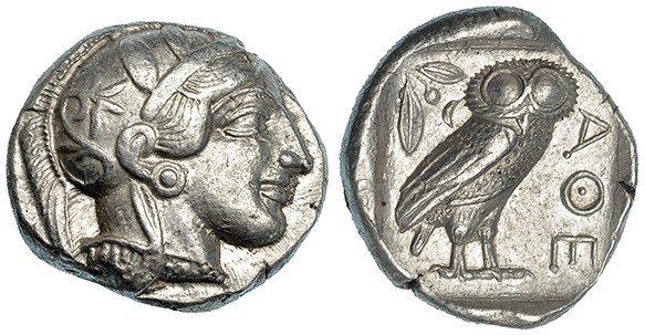 ÁTICA. Atenas. Tetradracma (454-404 a.C.). A/ Cabeza de Atenea con casco ornamen...