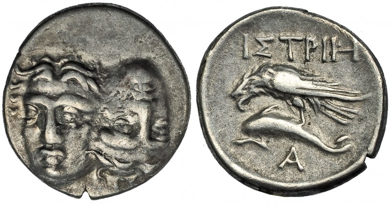 TRACIA. Istros. Dracma (siglo IV a.C.). A/ Dos cabezas yuxtapuestas e invertidas...
