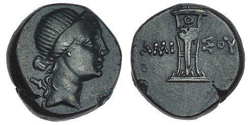 PONTOS. Amisos. Mitrídates Eupator (S. II-I a.C.). AE 18 R/ Trípode. AE 8,36 g. ...