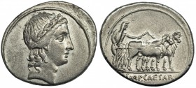 AUGUSTO. Denario. Roma (29-27 a.C.). A/ Cabeza laureada de Apolo de Actium a der.R/ Octavio con atuendos sacerdotales y látigo, arando con dos bueyes ...