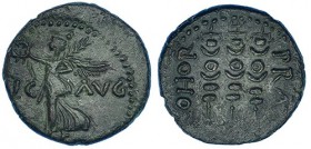 CLAUDIO I. Philippi. (Macedonia). AE. (41-69). A/ La Victoria a izq. sosteniendo corona y palma; VIC-AVG. R/ tres estandartes; (COHOR PRAE PHIL). PRC-...