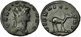 GALIENO. Antoniniano. Roma (267-268). R/ Gacela de pie a der., debajo (XI); DIANAE CONS. AVG. RIC-181. MBC+/MBC.