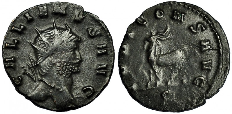 GALIENO. Antoniniano. Roma (267-268). R/ Cabra avanzando a izq., debajo S; IOVI ...