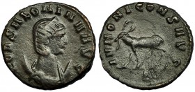 SALONINA, esposa de Galieno. Antoniniano. Roma (267-268). R/ Ciervo avanzando a izq., debajo Δ; IVNONI CONS. AVG. RIC-16. CH-17. MBC-.