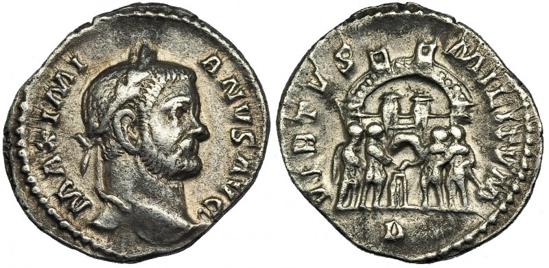 MAXIMIANO. Argenteo. Roma (295-297). R/ VIRTVS MILITVM. RIC-41. MBC