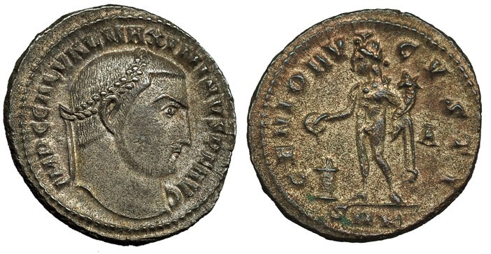 MAXIMINO II. Follis. Cyzicus (312-13). Marca: altar en el campo y SMK en el exer...