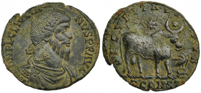 JULIANO II. Doble maiorina. Arles (355-363). R/ SECVRITAS REI. PVB.; en el exerg...