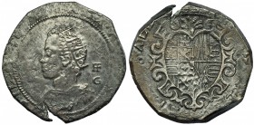 1/2 escudo. Nápoles. Fecha no visible (1609 o 1610). IAF/G. Vanos. Pátina oscura. MBC+.