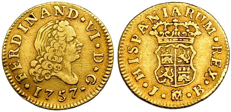 1/2 escudo. 1757. Madrid. JB. VI-416. MBC-/MBC.