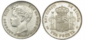 1 peseta. 1896*18-96. Madrid. PGV. VII-154. SC.
