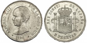 5 pesetas. 1890*18-90. Madrid. MPN. VII-180. R.B.O. EBC-.