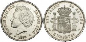 5 pesetas. 1893*18-93. Madrid. PGV. VII-186. B.O. EBC+.