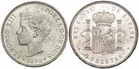 5 pesetas. 1898*19-98. Madrid. SGV. VII-190. Pequeñas rayas. B.O. SC.