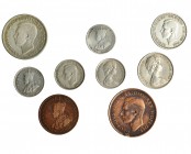 AUSTRALIA. Lote de 225 piezas. Florín (14); 2 shilling (33); sixpence (105); three pence (15), 5 cents (20; 10 cents (5); 20 cents (5); 50 cents (2); ...
