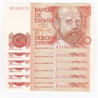 Lote de 6 billetes de 200 pesetas. 9-1980. Serie H. ED-DE6a. SC.