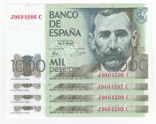 Lote de 4 billetes de 1000 pesetas, 10-1979. Serie J-C. ED-E3a. SC.