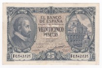 25 pesetas. 1-1940. Serie F. ED-D37a. EBC+.