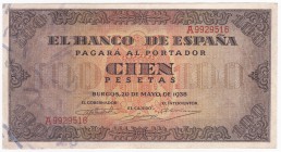 100 pesetas. 5-1938. Serie A. DE-D33. EBC+.