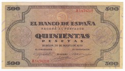 500 pesetas. 5-1938. Serie A. ED-D34. EBC.
