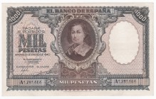 1000 pesetas. 1-1940. Serie A. ED-D41. Ligeramente restaurado. EBC.