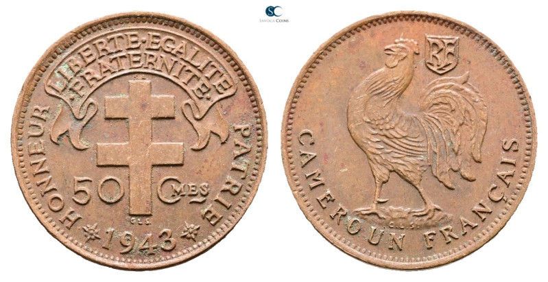 Cameroon. AD 1943. 
50 Centimes 1943

20 mm, 2,7 g



Nearly Extremely Fi...