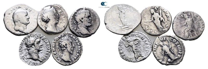 Lot of ca. 5 Roman coins (Vespasianus, Faustina I, Domitian, Sept. Severus, Comm...