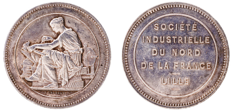 France. AR Medal, ND, for the Industrial Society of Northern France - Lille, by ...