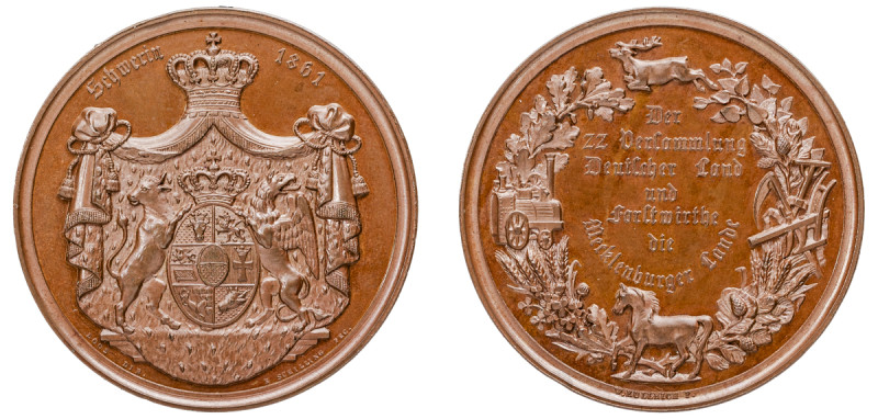 German States, Mecklenburg-Schwerin. Bronze Medal, 1861, for the 22nd Assembly o...