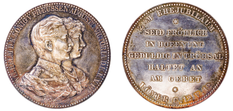 German States, Prussia. AR Medal, ND (1906), for the 25th Golden Wedding Anniver...