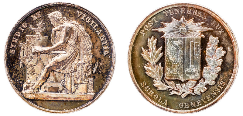 Switzerland, Geneva. AR Medal, ND (late 19th century), School Prize for Literatu...