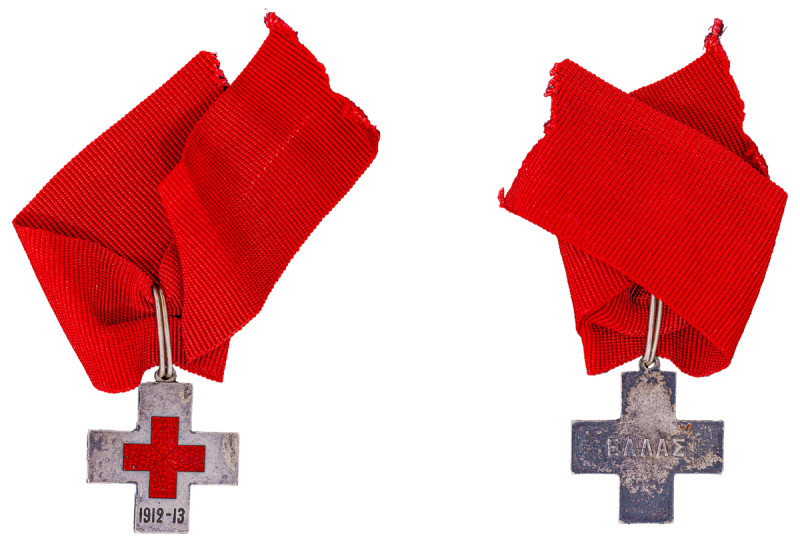 Greece. Hellenic Red Cross decoration, Silver Cross, Balkan Wars 1912-1913, 11.3...