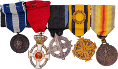Greece. Mounted group of 5 comprising Bronze Medal of the War of 1940-1941, for Land Operations (Stratoudakis 127; Romanoff 200); Royal Order of Georg...