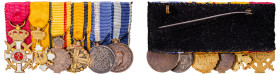 Greece. Mounted group of 6 miniatures comprising Royal Order of King George I, Gold Knight’s Cross with swords (cf. Romanoff 40); Order of Phoenix, Go...