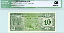 Aruba - Dutch Administration
Centrale Bank
10 Florin, 1 January 1986
S/N A 0203886432
Signatures of Driessen and Mansur
Printer: JEZ
Pick 2

Graded Ge...
