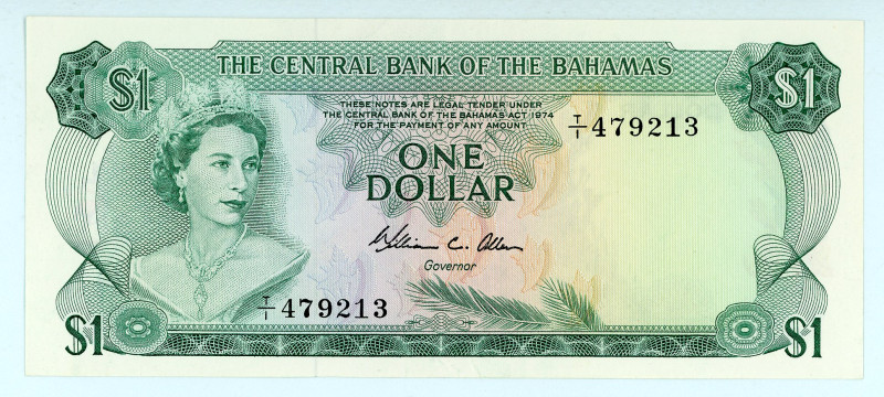 Bahamas
Central Bank of the Bahamas
1 Dollar, 1974
S/N T/I479213
Signature of Al...