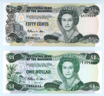 Bahamas
Lot of 2 banknotes comprising 50 Cents (1), 1974 (ND 1984) and 1 Dollar (1), 1974 (ND 1984)
S/N A839218 and F871606
Signature of Allen
Printer...