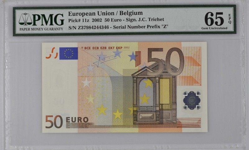 Belgium - European Union
50 Euro, 2002
S/N Z37984244346
Signature of J.C. Triche...