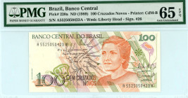 Brazil
Banco Central
100 Cruzados Novos, ND (1989)
S/N A5525050423 
Signature #26
Printer: CdM-B
Watermark: Liberty Head
Pick 220a

Graded Gem Uncircu...