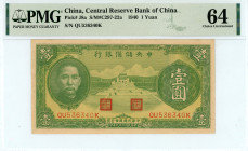 China
Central Reserve Bank of China
Yuan, 1940
S/N QU536340K
Pick J8a; S/M #C297-22a

Graded Choice Uncirculated 64 PMG.