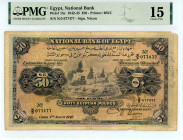 Egypt
National Bank
50 Pounds, 4th August 1942 (1942-1945)
S/N N/5 077477 
Signature of Nixon
Printer: BWC
Pick 15c

Graded Choice Fine 15, Annotation...