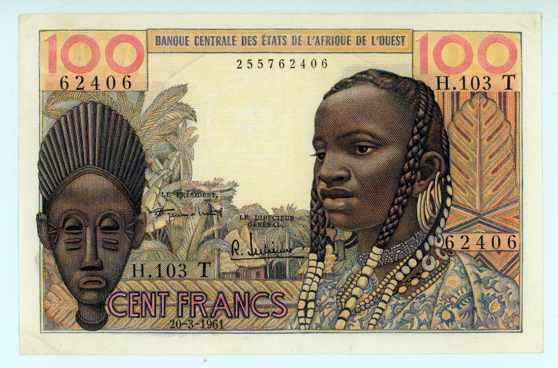 French West Africa
Banque de L'Afrique Occidentale
100 Francs, 20th March 1961
S...