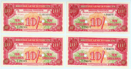 Great Britain
British Armored Forces (Army Council)
Lot of 8 banknotes comprising 10/- Shillings (8), ND (1956)
S/N G/1 354673, G/1 354676, G/2 201524...