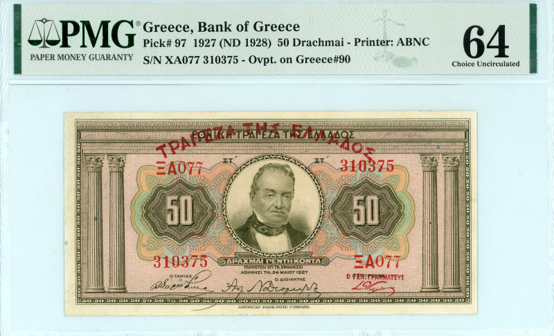 Greece
Bank of Greece (ΤΡΑΠΕΖΑ ΤΗΣ ΕΛΛΑΔΟΣ)
50 Drachmai, 24 May 1927 (ND 1928)
S...