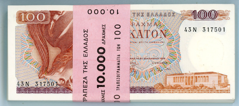 Greece
Bank of Greece (ΤΡΑΠΕΖΑ ΤΗΣ ΕΛΛΑΔΟΣ)
Bundle of 100x 100 Drachmai, 8th Dec...