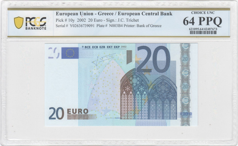 Greece - European Union
European Central Bank
20 Euro, 2002
S/N Y02636739091, Pl...