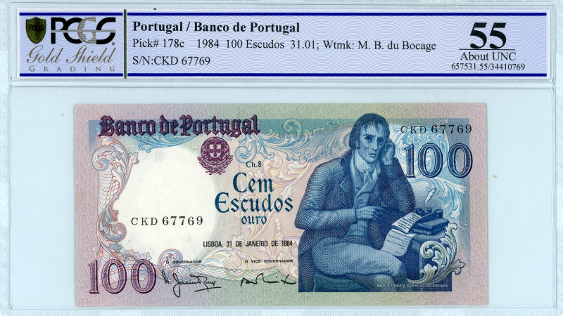 Portugal
Banco de Portugal
100 Escudos, 31 January 1984
S/N CKD 67769
Watermark:...