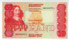 South Africa
Reserve Bank
50 Rand, ND (1984)
S/N AM0823777E
Pick 122a

Crisp Gem Uncirculated.

From the “Yankee” Collection of banknotes.