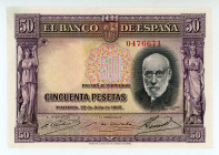 Spain
Banco de Espana
500 Pesetas, 1935
S/N 0476671
Printer: TDLR
Pick 88a

Uncirculated.

From the “Yankee” Collection of banknotes.