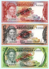 Swaziland
Monetary Authority of Swaziland
Specimen set of 5 banknotes comprising 1, 2, 5, 10 and 20 Emalangeni, ND (1974)
S/N *003699
Pick CS1 

Crisp...